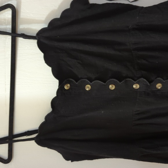 City Chic Scalloped Edge Black Midi Sundress - Picture 2 of 5